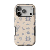 Dusty Blue Sketch Seafood Shell Phone Case, Shockproof Anti-slip iPhone Cover