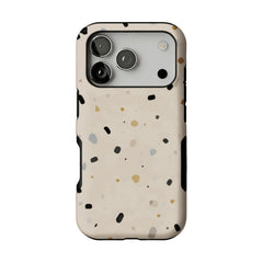 Neutral Terrazzo Speck Print Phone Case, Shockproof Anti-slip iPhone Cover