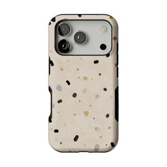 Neutral Terrazzo Speck Print Phone Case, Shockproof Anti-slip iPhone Cover