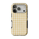 Cream Yellow Classic Gingham Plaid Shockproof Anti-slip iPhone Case