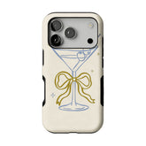 Pastel Blue Line Cocktail Golden Ribbon Cream Base Chic iPhone Cover