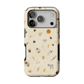 Neutral Warm Autumn Nut Leaf Sketch Shockproof Anti-slip iPhone Case