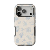 Pale Blue Line Sketch Berry Starfish Coastal Shockproof iPhone Case