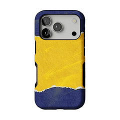 Blue Yellow Torn Paper Texture Phone Case, Shockproof Anti-slip iPhone Cover