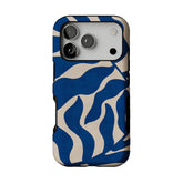 Klein Blue Beige Irregular Curved Wave Abstract Art Shockproof iPhone Case