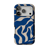 Klein Blue Beige Irregular Curved Wave Abstract Art Shockproof iPhone Case