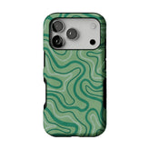 Earthy Green Organic Curve Abstract Shockproof Anti-slip iPhone Case
