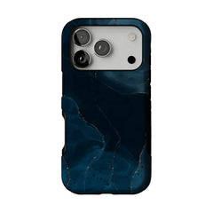 Luxury Deep Blue Gold Foil Marble Texture Minimal iPhone Cover