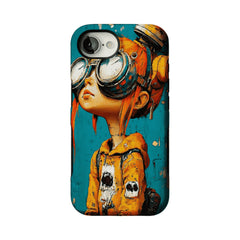 Vintage Impasto Steampunk Pilot Girl Oil Art iPhone Protective Cover