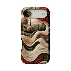 Vintage Crochet Knit Landscape Forest Nature Art iPhone Cover
