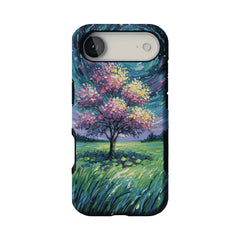 Starry Sky Pink Blossom Tree Phone Case, Shockproof Anti-slip iPhone Cover