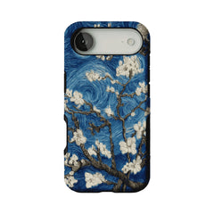 Deep Blue Swirl Texture Almond Blossom Oil Art Shockproof iPhone Case