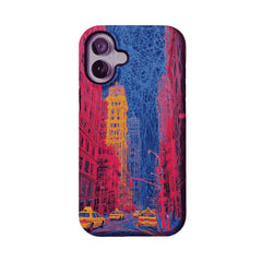 Red Blue Neon Line New York City Shockproof Anti-slip iPhone Case