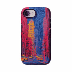 Red Blue Neon Line New York City Shockproof Anti-slip iPhone Case