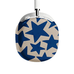 Star Pattern AirPods Max Case Navy Blue Cream Minimalist Protective