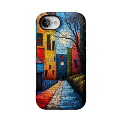 Crackle Oil Painting Town Phone Case, Art Shockproof Cover for iPhone