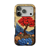 Vintage Hand Embroidery Red Tree Nature Landscape Art iPhone Cover