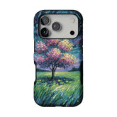 Starry Sky Pink Blossom Tree Phone Case, Shockproof Anti-slip iPhone Cover
