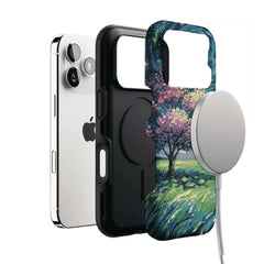 Starry Sky Pink Blossom Tree Phone Case, Shockproof Anti-slip iPhone Cover