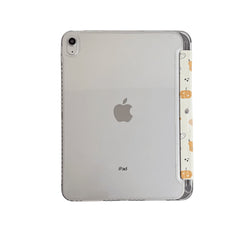 Cute Pink Orange Pumpkin Leaf Shockproof Magnetic Tri-Fold iPad Case