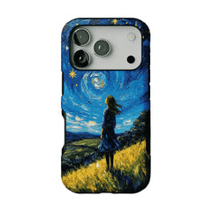 Starry Sky Field Girl Oil Phone Case, Shockproof Anti-slip iPhone Cover