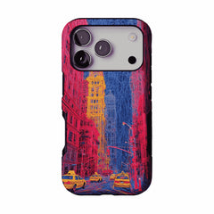 Red Blue Neon Line New York City Shockproof Anti-slip iPhone Case