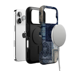 Blue Persian Rug Patchwork Phone Case, Vintage Cover for iPhone