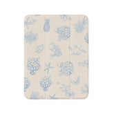Off White Blue Line Tropical Fruit Print iPad Case, Tri-Fold Magnetic Shockproof PU Cover