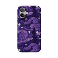 Vintage Purple Van Gogh Starry Night Phone Case, Shockproof Anti-slip iPhone Cover