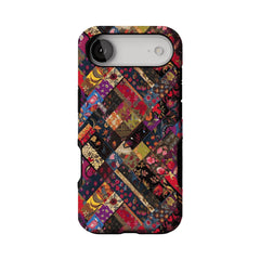 Boho Vintage Patchwork Floral Phone Case, Anti-slip Shockproof Ethnic iPhone Cover