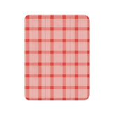 Classic Pink Red Check Linen Texture Shockproof Magnetic iPad Case