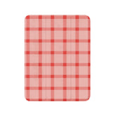 Classic Pink Red Check Linen Texture Shockproof Magnetic iPad Case