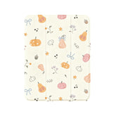 Cute Pink Orange Pumpkin Leaf Shockproof Magnetic Tri-Fold iPad Case