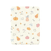 Cute Pink Orange Pumpkin Leaf Shockproof Magnetic Tri-Fold iPad Case