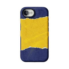 Blue Yellow Torn Paper Texture Phone Case, Shockproof Anti-slip iPhone Cover
