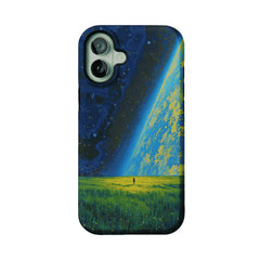 Swirl Nebula Lone Man Meadow Phone Case, Shockproof Anti-slip iPhone Cover