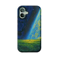 Swirl Nebula Lone Man Meadow Phone Case, Shockproof Anti-slip iPhone Cover
