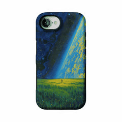 Swirl Nebula Lone Man Meadow Phone Case, Shockproof Anti-slip iPhone Cover