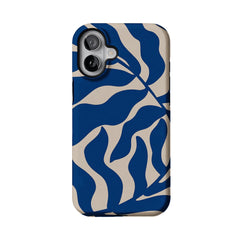 Klein Blue Beige Irregular Curved Wave Abstract Art Shockproof iPhone Case