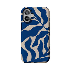 Klein Blue Beige Irregular Curved Wave Abstract Art Shockproof iPhone Case