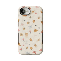Cream Base Hand Drawn Afternoon Tea Element Shockproof Anti-slip iPhone Case