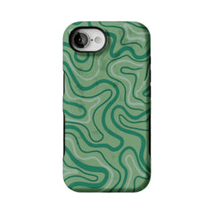 Earthy Green Organic Curve Abstract Shockproof Anti-slip iPhone Case