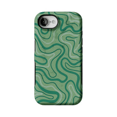 Earthy Green Organic Curve Abstract Shockproof Anti-slip iPhone Case