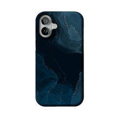 Luxury Deep Blue Gold Foil Marble Texture Minimal iPhone Cover