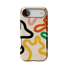Cream Base Retro Bold Wavy Line Shockproof Anti-slip iPhone Case
