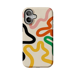Cream Base Retro Bold Wavy Line Shockproof Anti-slip iPhone Case