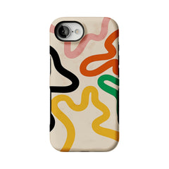 Cream Base Retro Bold Wavy Line Shockproof Anti-slip iPhone Case