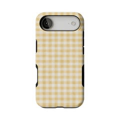 Cream Yellow Classic Gingham Plaid Shockproof Anti-slip iPhone Case