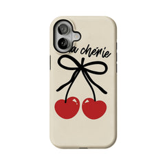 Hand Drawn Heart Cherry Black Bow Minimal Art Shockproof iPhone Case