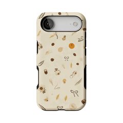 Neutral Warm Autumn Nut Leaf Sketch Shockproof Anti-slip iPhone Case